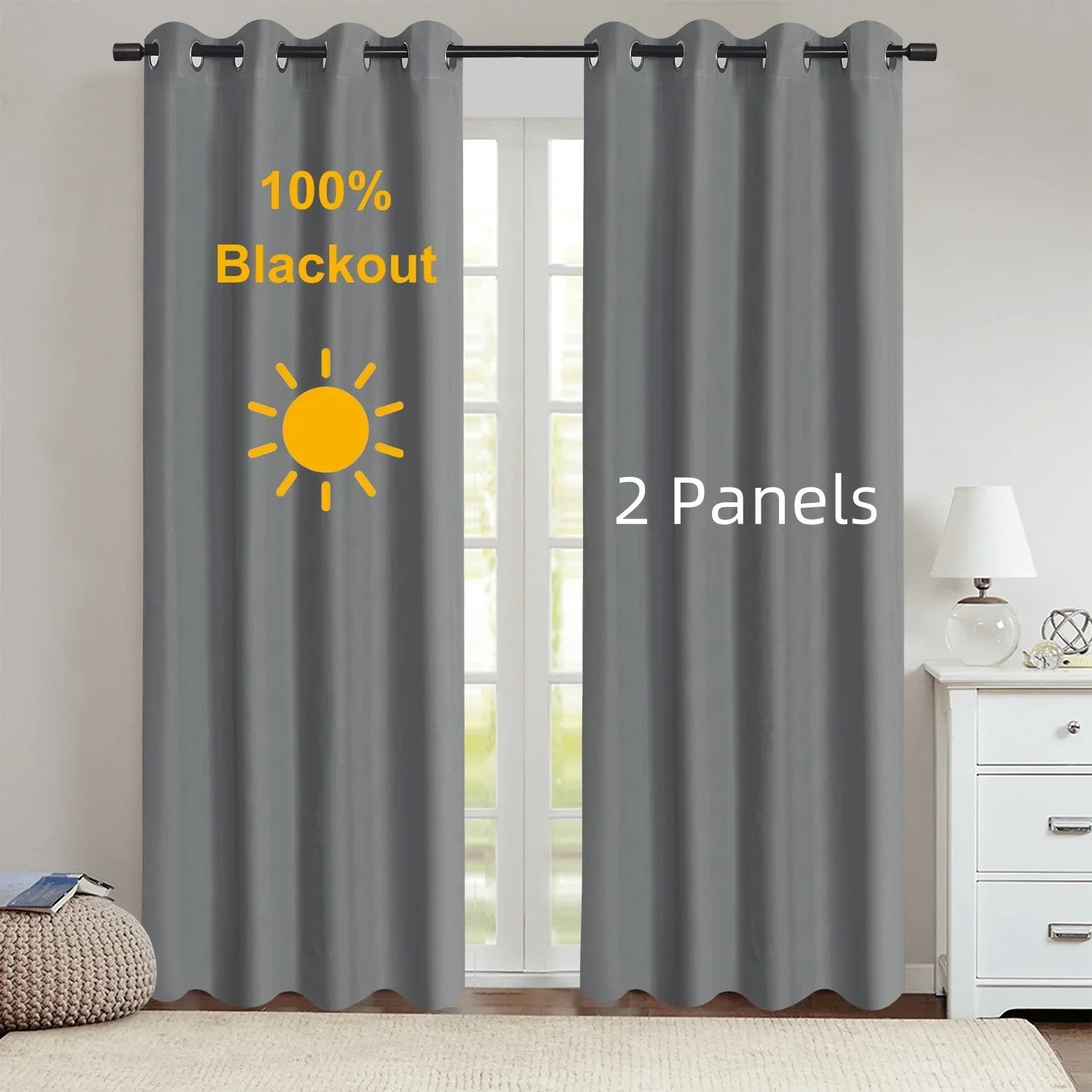 2pcs Modern 100% Blackout Solid Curtains, Window Curtains for Living Room, Bedroom, Kitchen, Home Decoration, Privacy Draps